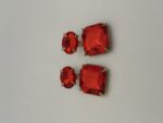 Gold Red Cubic Zirconia Dangle Earrings (PTE024RG)