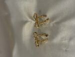 Gold Bow Ribbon Stud Earrings (PTE004G)