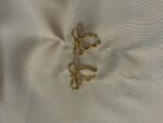 Gold Bow Ribbon Stud Earrings (PTE004G) - Image 2