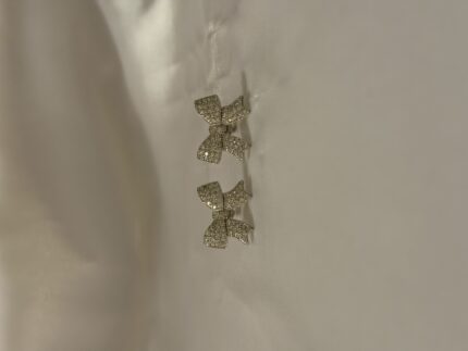 Silver Cubic Zirconia Bow Stud Earrings (PTE012S)
