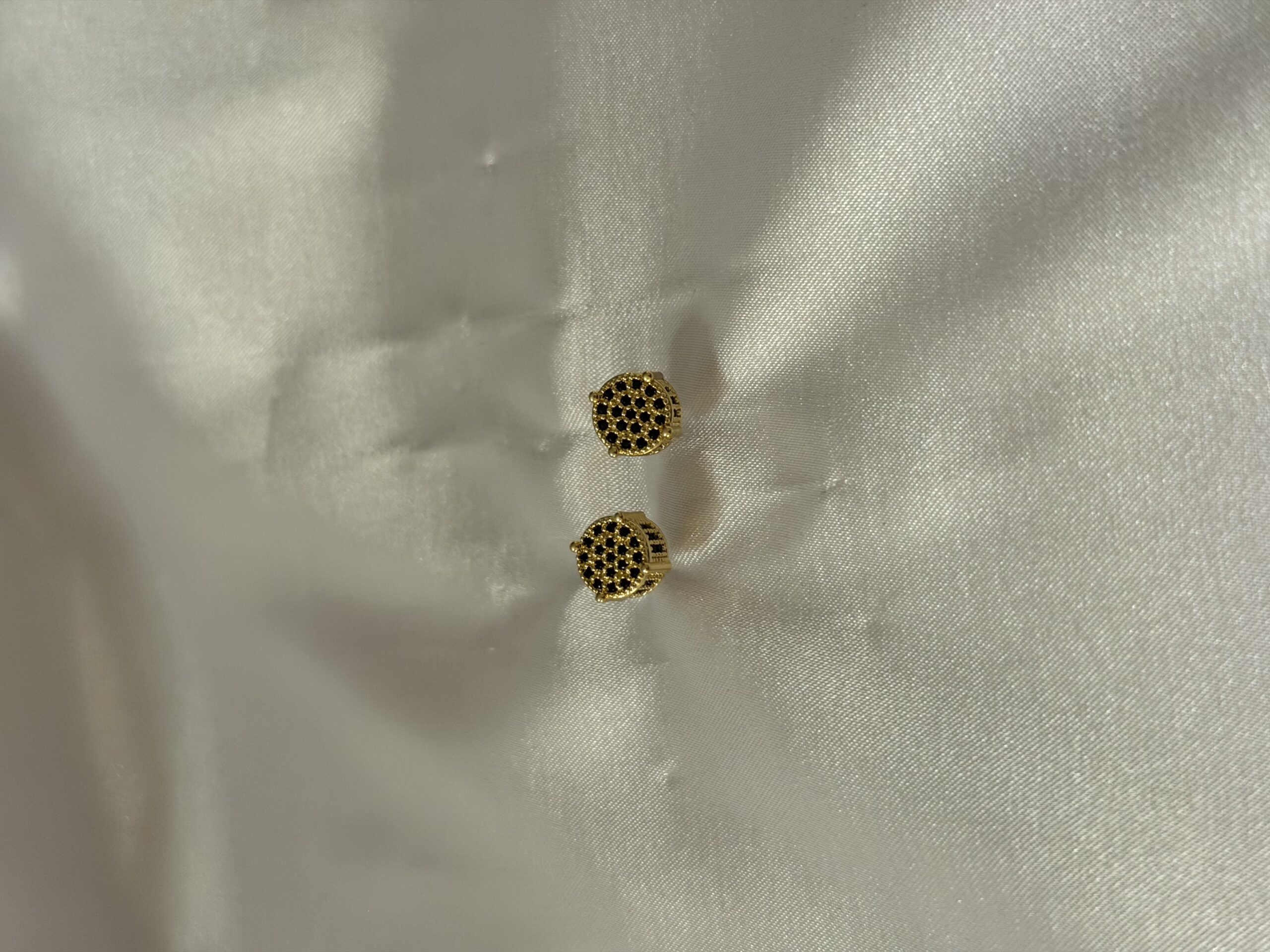IMG_1930 Gold With Black Onyx Stud Earrings (PTE006BG) - Image 1