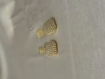Pearl White Square Pendant Drop Stud Earrings (PTE034G)