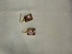 Gold Pink Rectangle Cubic Zirconia Dangle Earrings (PTE030PG) - Image 2